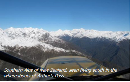 Southern Alps of New Zealand, seen flying south in the whereabouts of Arthur’s Pass